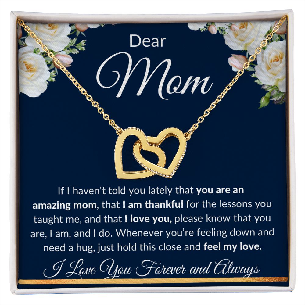Interlocking Hearts Necklace, Gift to Mom - Mothers Day, Birthday, Easter, Thank You Gift