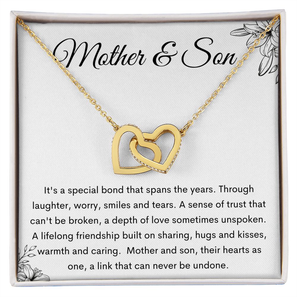 Mother and Son Interlocking Hearts Necklace, Gift to Mom from Son - Mother's Day, Mom Birthday, Christmas