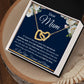Interlocking Hearts Necklace (Yellow and White Gold Finish), Gift to Mum - Dear Mum Blue
