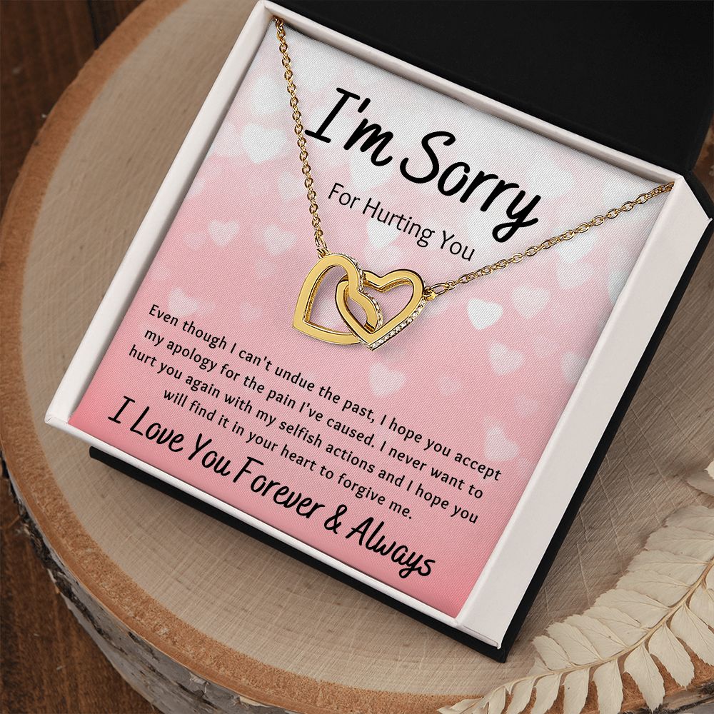 Interlocking Hearts Necklace, Gift to Wife, Girlfriend, Soulmate - Apology I'm Sorry Gift