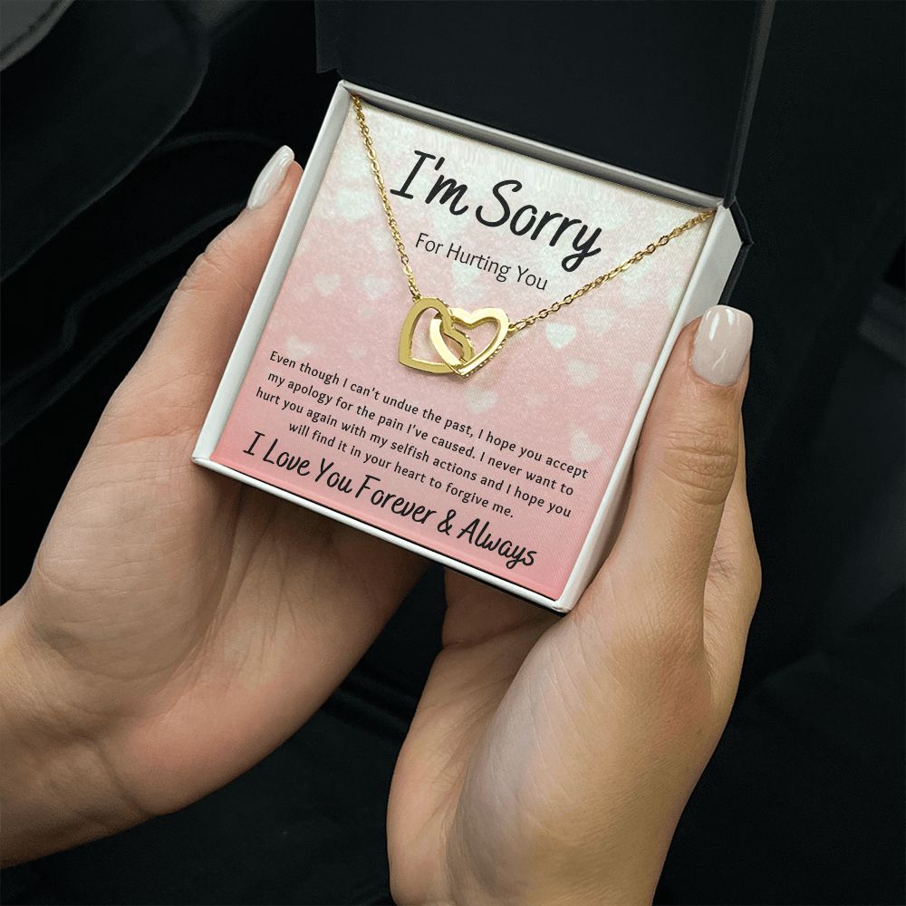 Interlocking Hearts Necklace, Gift to Wife, Girlfriend, Soulmate - Apology I'm Sorry Gift