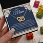 Interlocking Hearts Necklace (Yellow and White Gold Finish), Gift to Mum - Dear Mum Blue