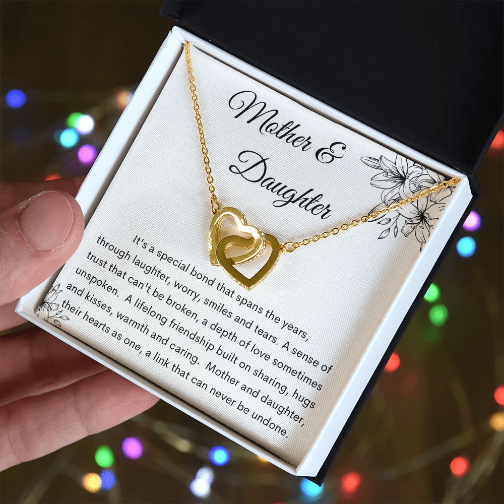 Interlocking Hearts Necklace, Gift to Mom from Daughter | Mother's Day, Birthday, Christmas, Mother Daughter Gift