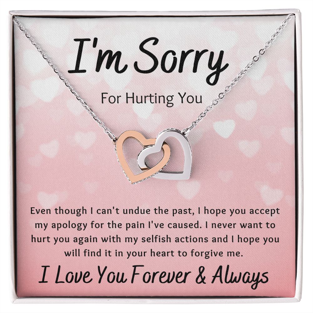 Interlocking Hearts Necklace, Gift to Wife, Girlfriend, Soulmate - Apology I'm Sorry Gift