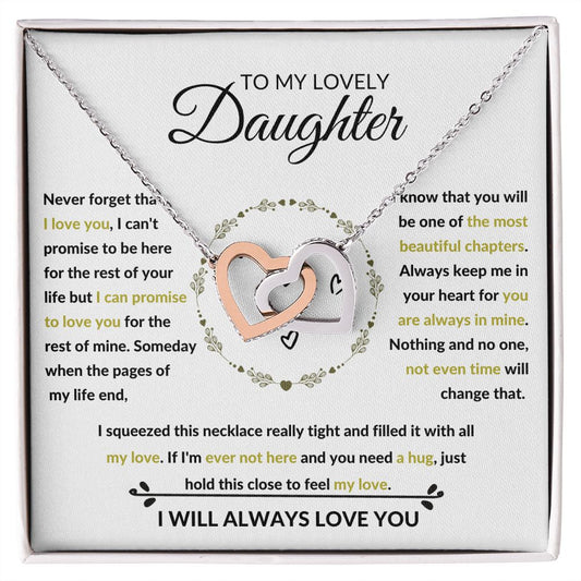 Interlocking Hearts Necklace, Gift to Daughter from Mom or Dad -