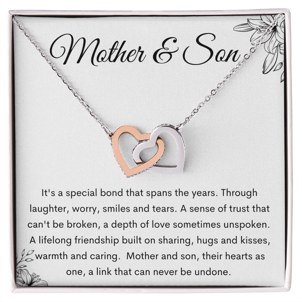 Mother and Son Interlocking Hearts Necklace, Gift to Mom from Son - Mother's Day, Mom Birthday, Christmas
