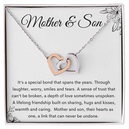 Mother and Son Interlocking Hearts Necklace, Gift to Mom from Son - Mother's Day, Mom Birthday, Christmas
