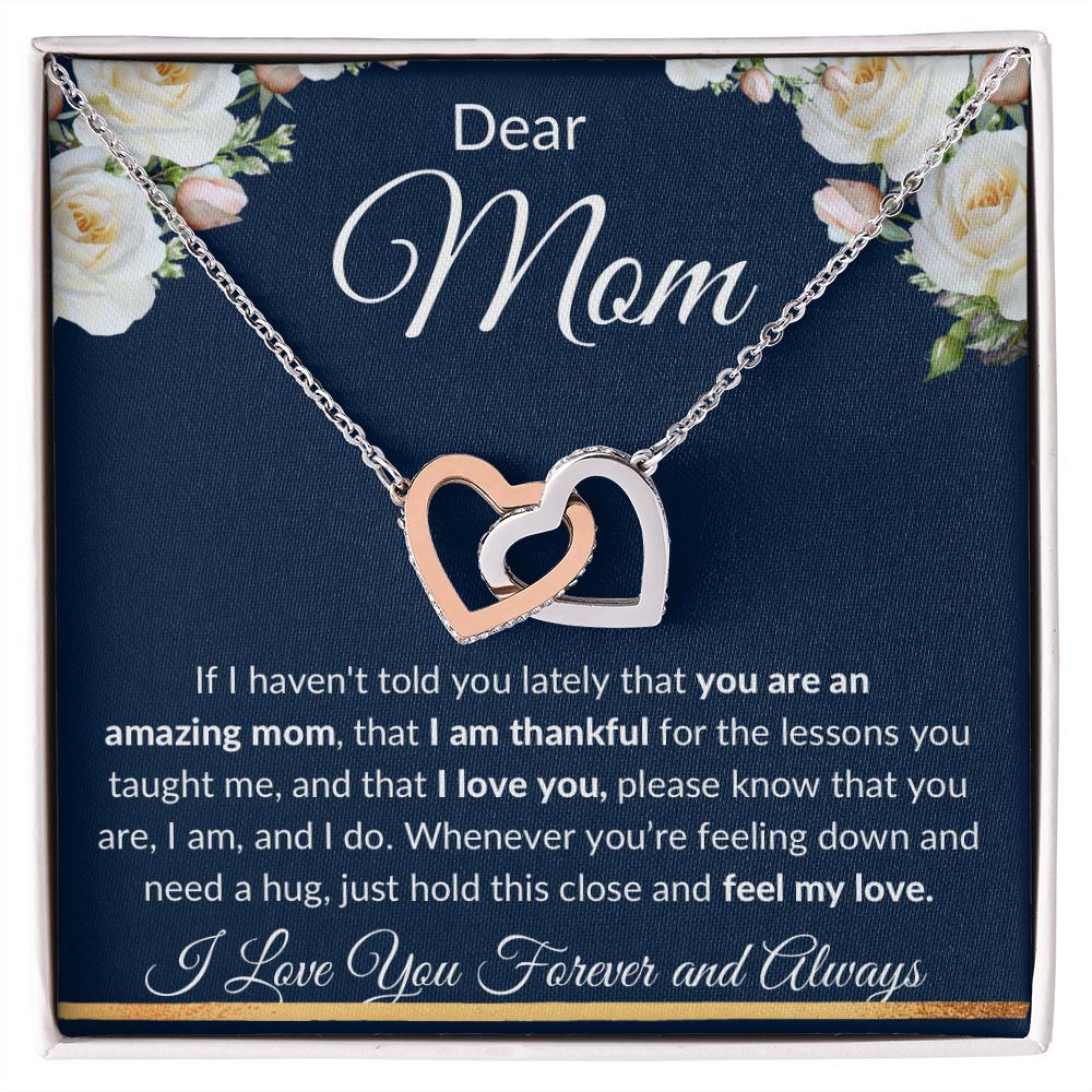 Interlocking Hearts Necklace, Gift to Mom - Mothers Day, Birthday, Easter, Thank You Gift