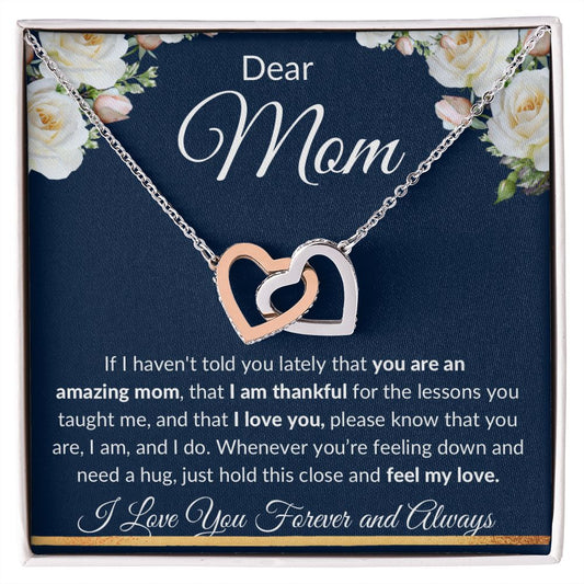 Interlocking Hearts Necklace, Gift to Mom - Mothers Day, Birthday, Easter, Thank You Gift