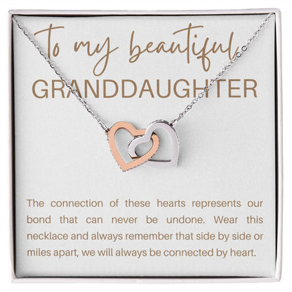 Interlocking Hearts Necklace, Gift to Granddaughter - Connection of Hearts - Birthday, Gradua
