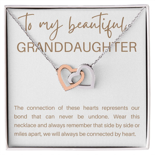 Interlocking Hearts Necklace, Gift to Granddaughter - Connection of Hearts - Birthday, Gradua