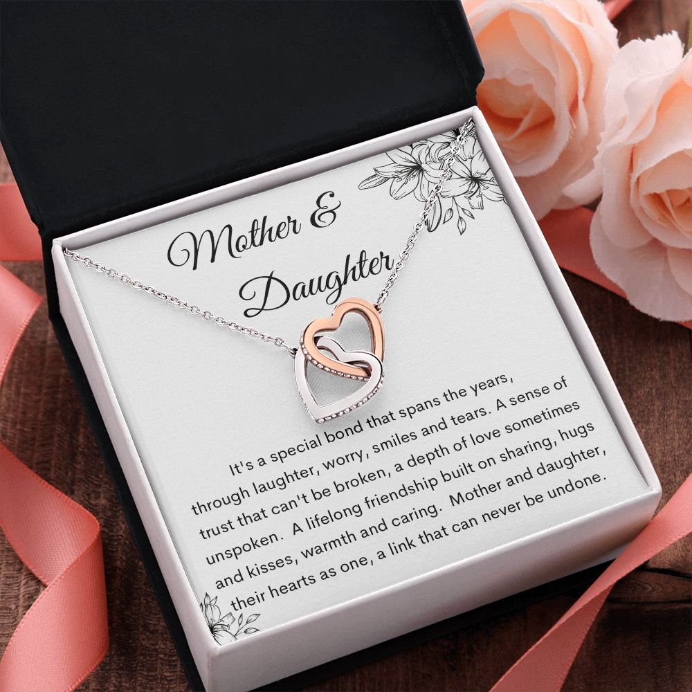 Interlocking Hearts Necklace, Gift to Mom from Daughter | Mother's Day, Birthday, Christmas, Mother Daughter Gift