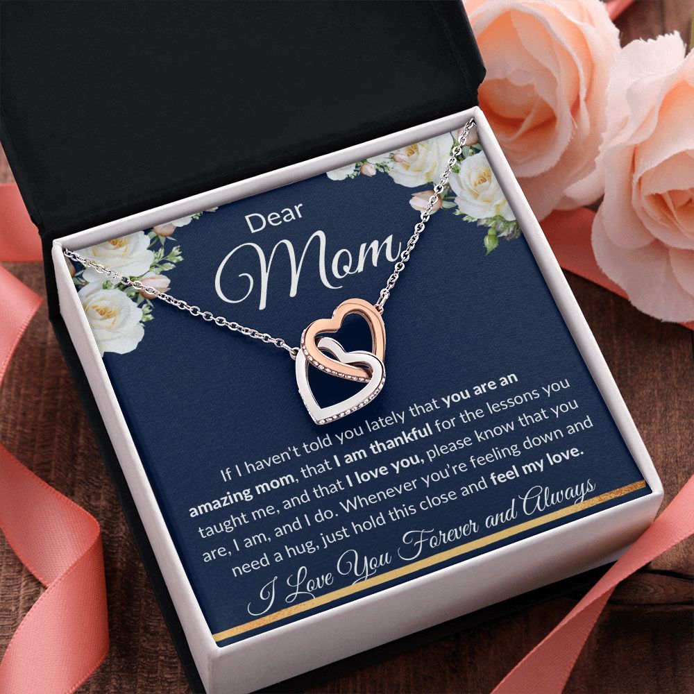 Interlocking Hearts Necklace, Gift to Mom - Mothers Day, Birthday, Easter, Thank You Gift