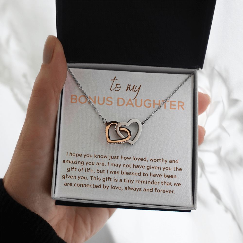 Interlocking Hearts, GIFT TO BONUS DAUGHTER - Connected by Love