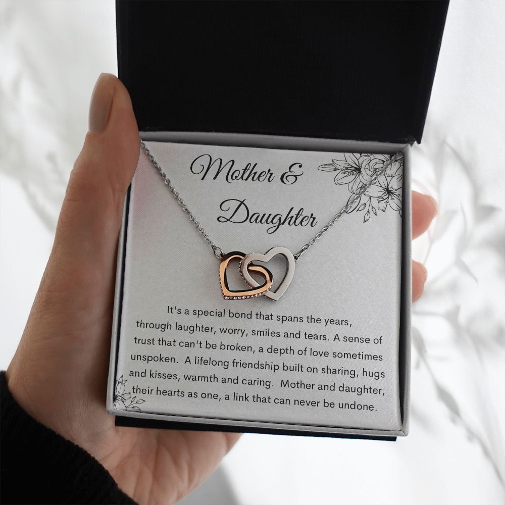 Interlocking Hearts Necklace, Gift to Mom from Daughter | Mother's Day, Birthday, Christmas, Mother Daughter Gift