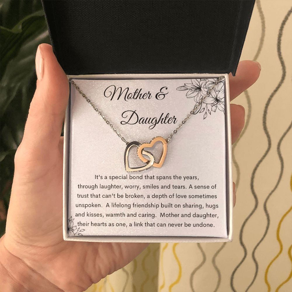 Interlocking Hearts Necklace, Gift to Mom from Daughter | Mother's Day, Birthday, Christmas, Mother Daughter Gift