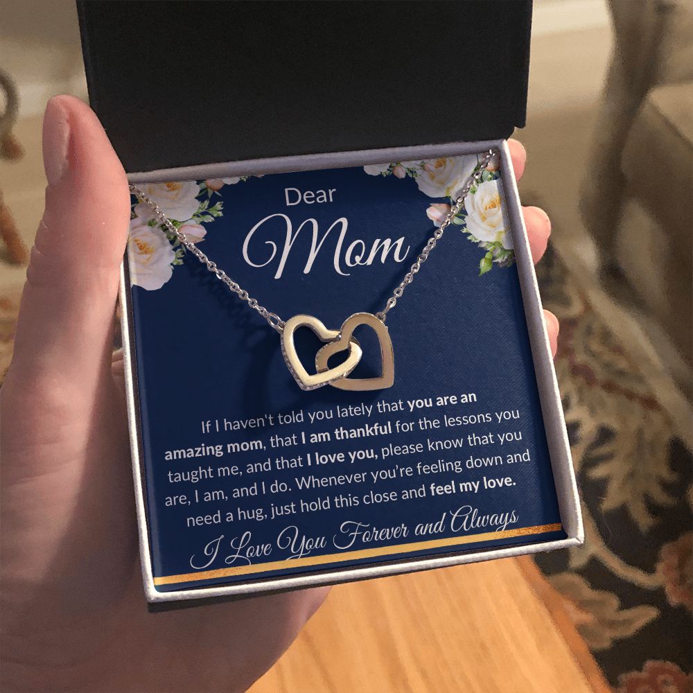 Interlocking Hearts Necklace, Gift to Mom - Mothers Day, Birthday, Easter, Thank You Gift