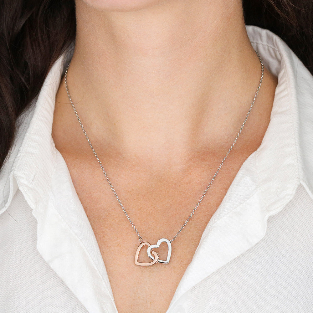 Interlocking Hearts Necklace, Gift to Daughter from Mom - lion pink hearts - Valentines, Birthday, Graduation, Christmas, I am Proud of You