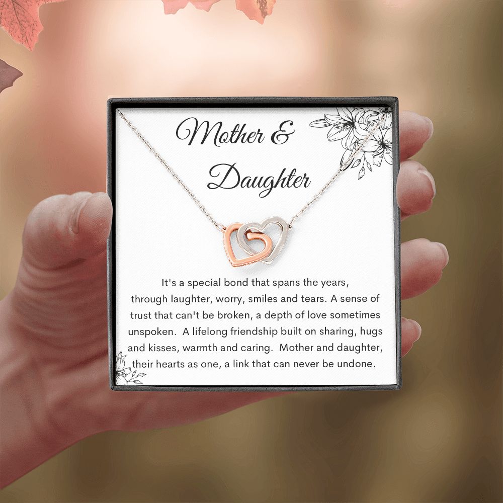Interlocking Hearts Necklace, Gift to Mom from Daughter | Mother's Day, Birthday, Christmas, Mother Daughter Gift
