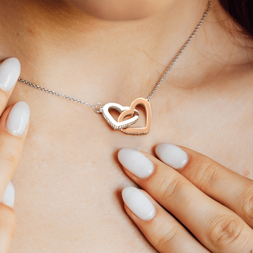 Interlocking Hearts Necklace, Gift to Granddaughter from Grandma - lion pink hearts - Valentine, Birthday, Graduation, Christmas, I Love You