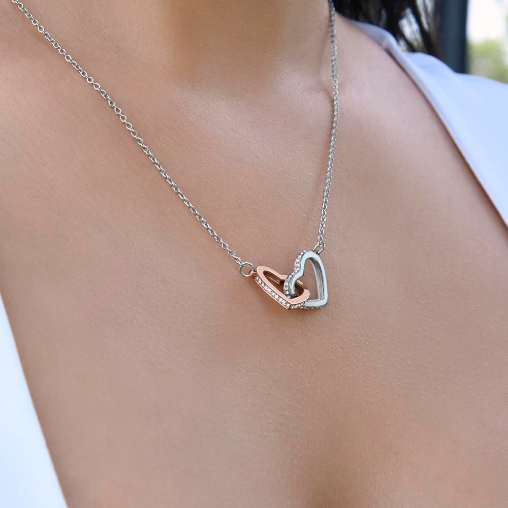Interlocking Hearts Necklace, Gift to Granddaughter from Grandpa - lion pink hearts - Valentines, Birthday, Graduation, Christmas, I Love You