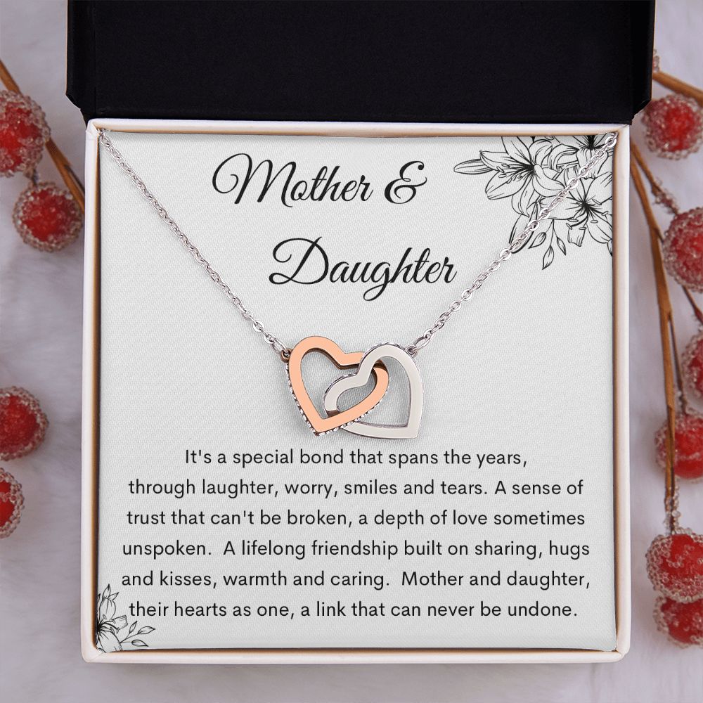 Interlocking Hearts Necklace, Gift to Mom from Daughter | Mother's Day, Birthday, Christmas, Mother Daughter Gift
