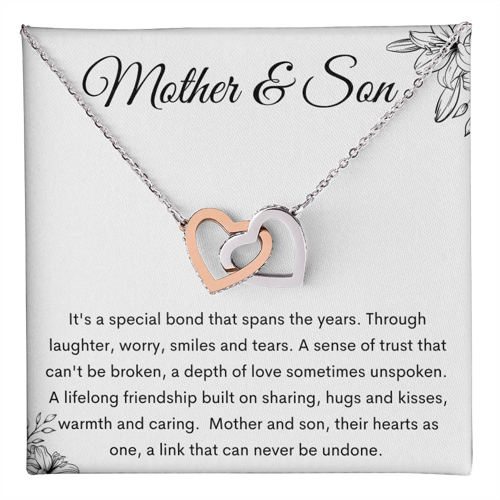 Mother and Son Interlocking Hearts Necklace, Gift to Mom from Son - Mother's Day, Mom Birthday, Christmas