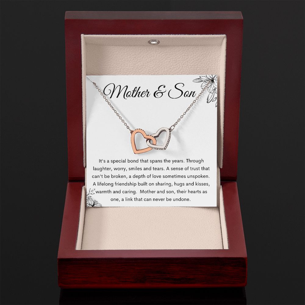 Mother and Son Interlocking Hearts Necklace, Gift to Mom from Son - Mother's Day, Mom Birthday, Christmas