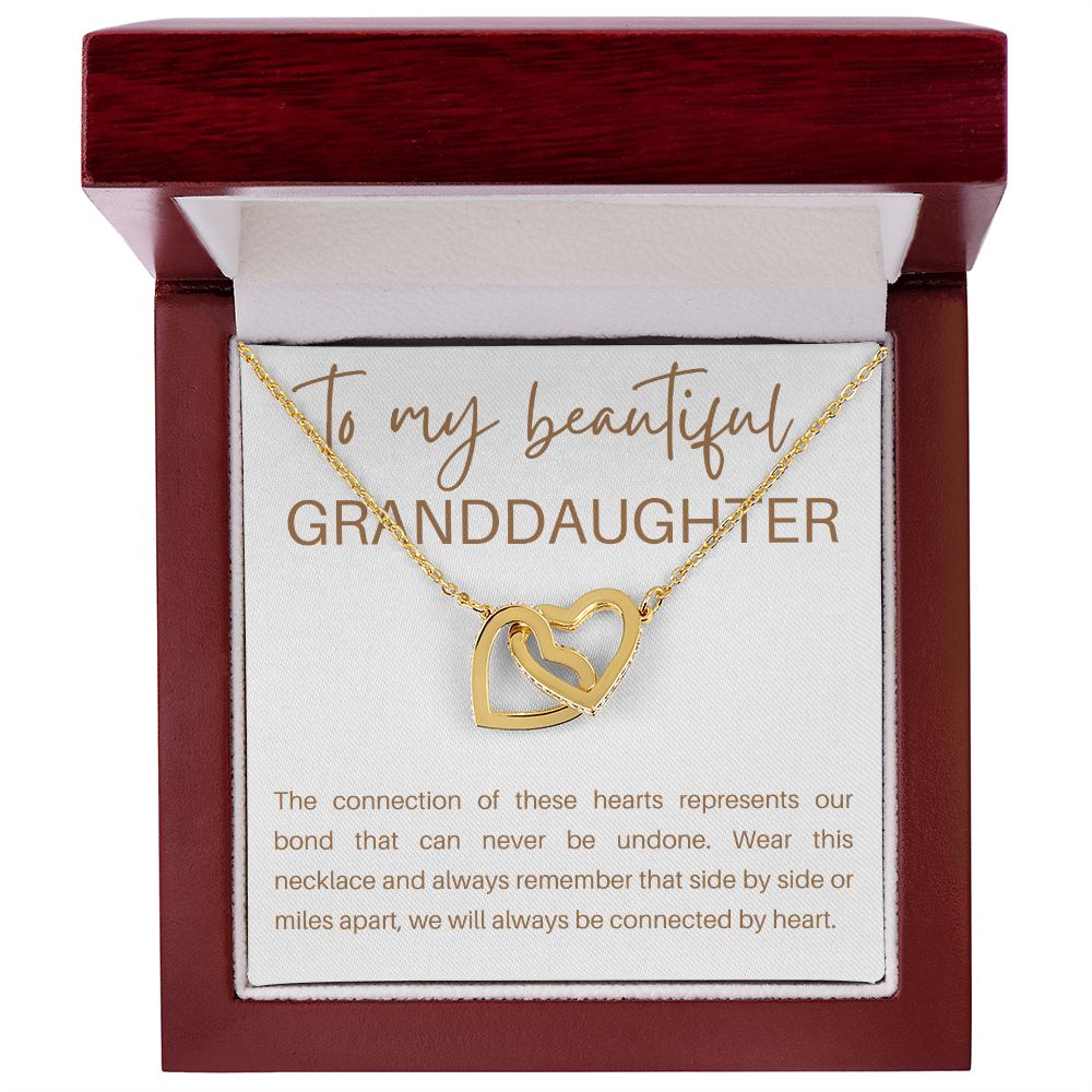 Interlocking Hearts Necklace, Gift to Granddaughter - Connection of Hearts - Birthday, Gradua