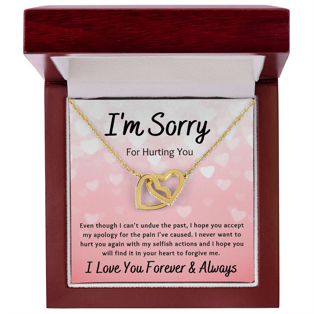 Interlocking Hearts Necklace, Gift to Wife, Girlfriend, Soulmate - Apology I'm Sorry Gift