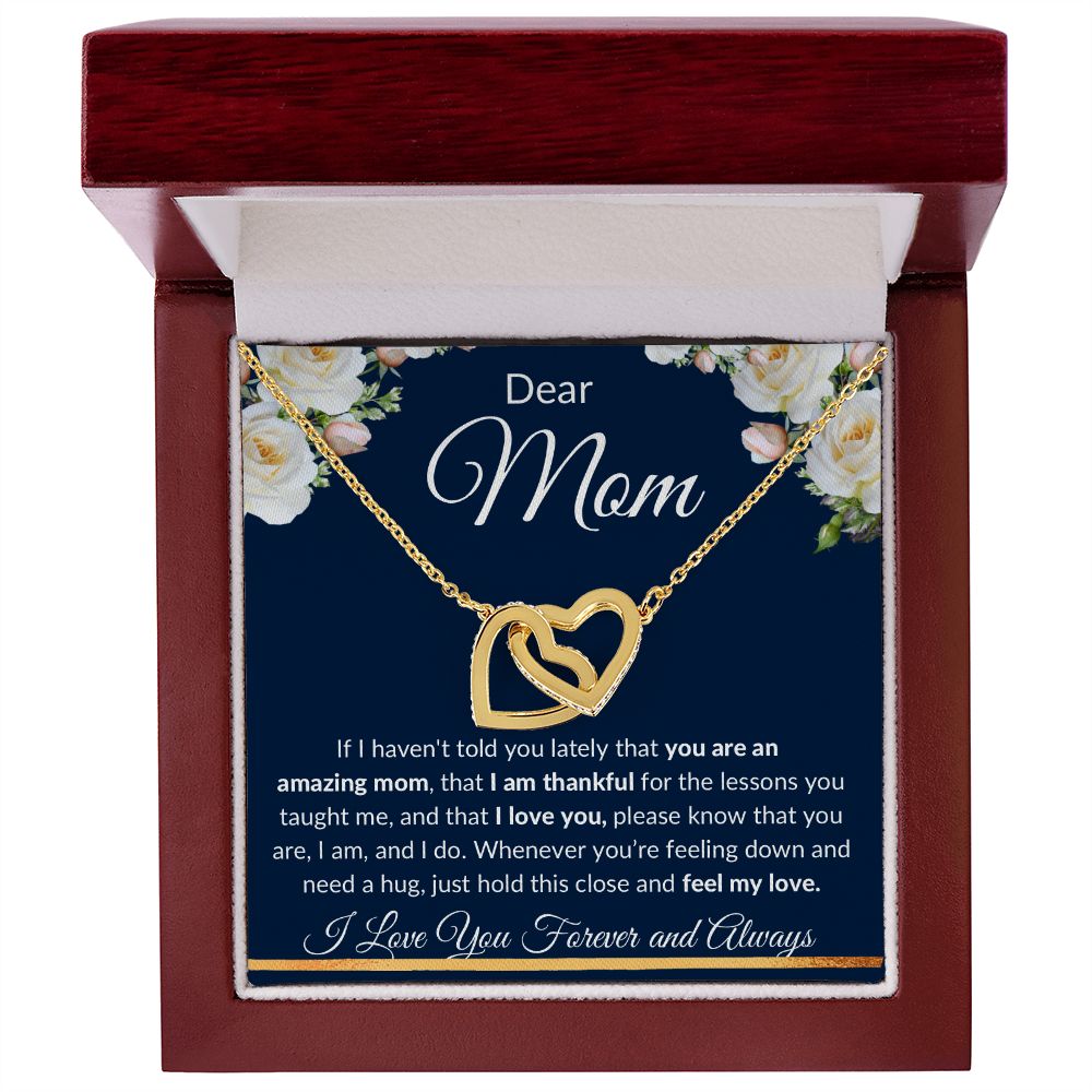 Interlocking Hearts Necklace, Gift to Mom - Mothers Day, Birthday, Easter, Thank You Gift
