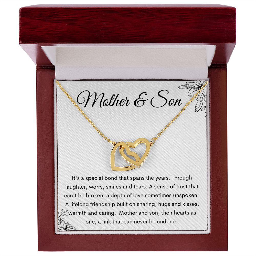 Mother and Son Interlocking Hearts Necklace, Gift to Mom from Son - Mother's Day, Mom Birthday, Christmas