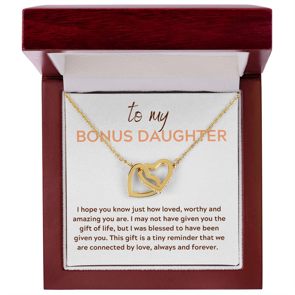 Interlocking Hearts, GIFT TO BONUS DAUGHTER - Connected by Love