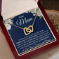 Interlocking Hearts Necklace (Yellow and White Gold Finish), Gift to Mum - Dear Mum Blue