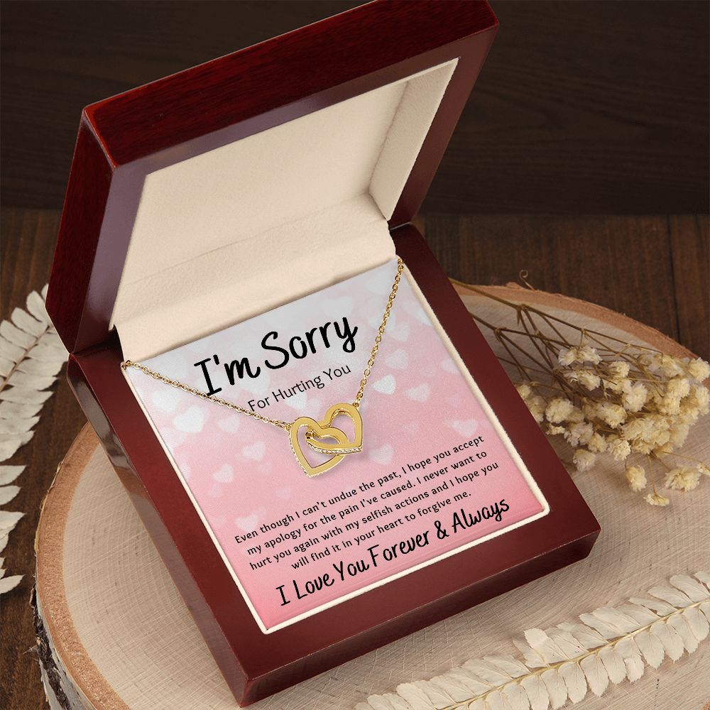 Interlocking Hearts Necklace, Gift to Wife, Girlfriend, Soulmate - Apology I'm Sorry Gift