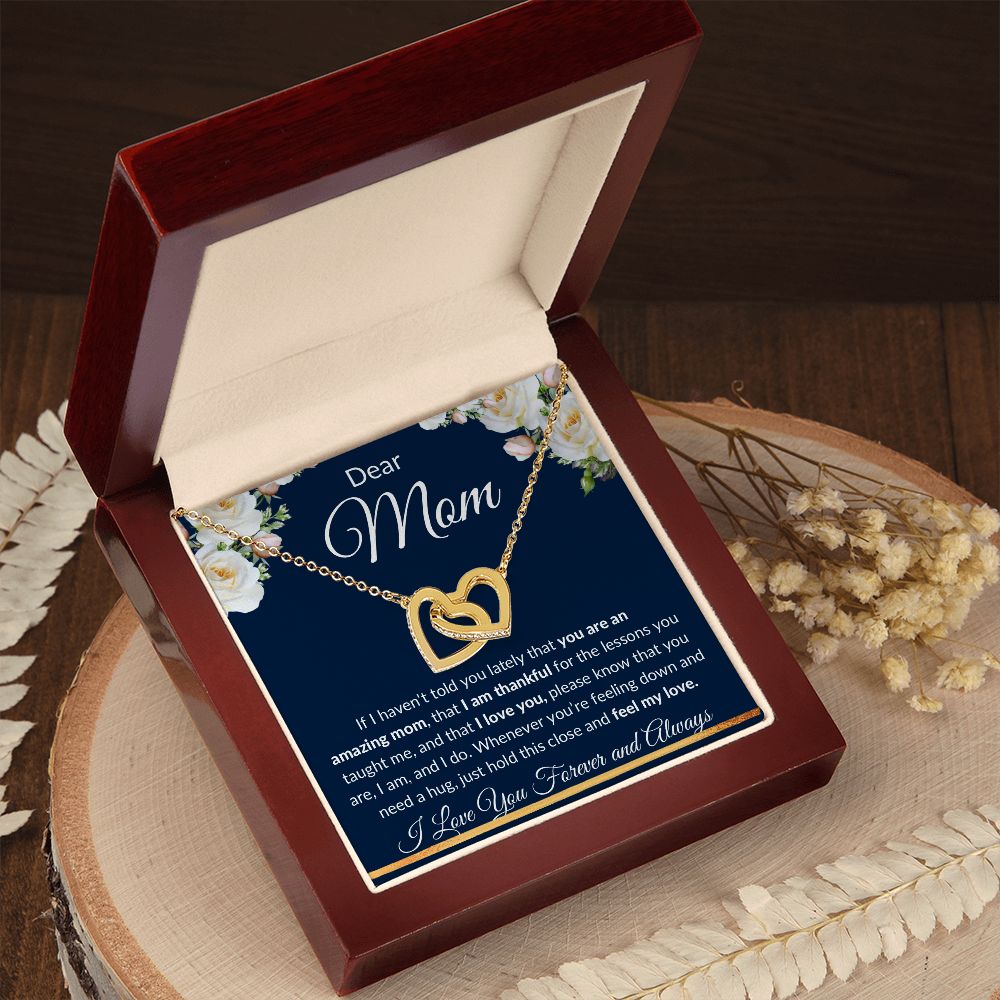 Interlocking Hearts Necklace, Gift to Mom - Mothers Day, Birthday, Easter, Thank You Gift