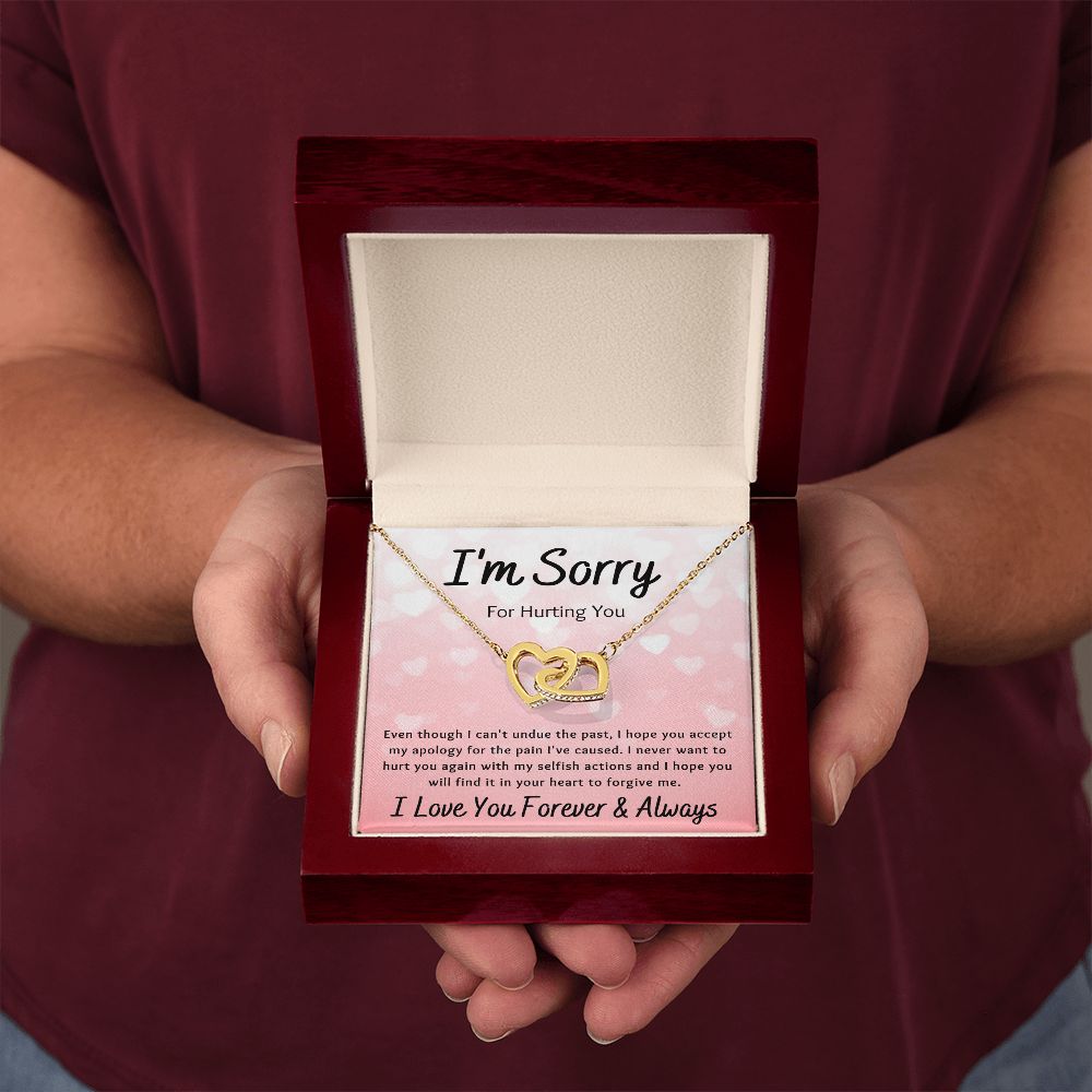 Interlocking Hearts Necklace, Gift to Wife, Girlfriend, Soulmate - Apology I'm Sorry Gift