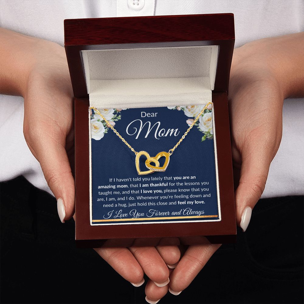Interlocking Hearts Necklace, Gift to Mom - Mothers Day, Birthday, Easter, Thank You Gift