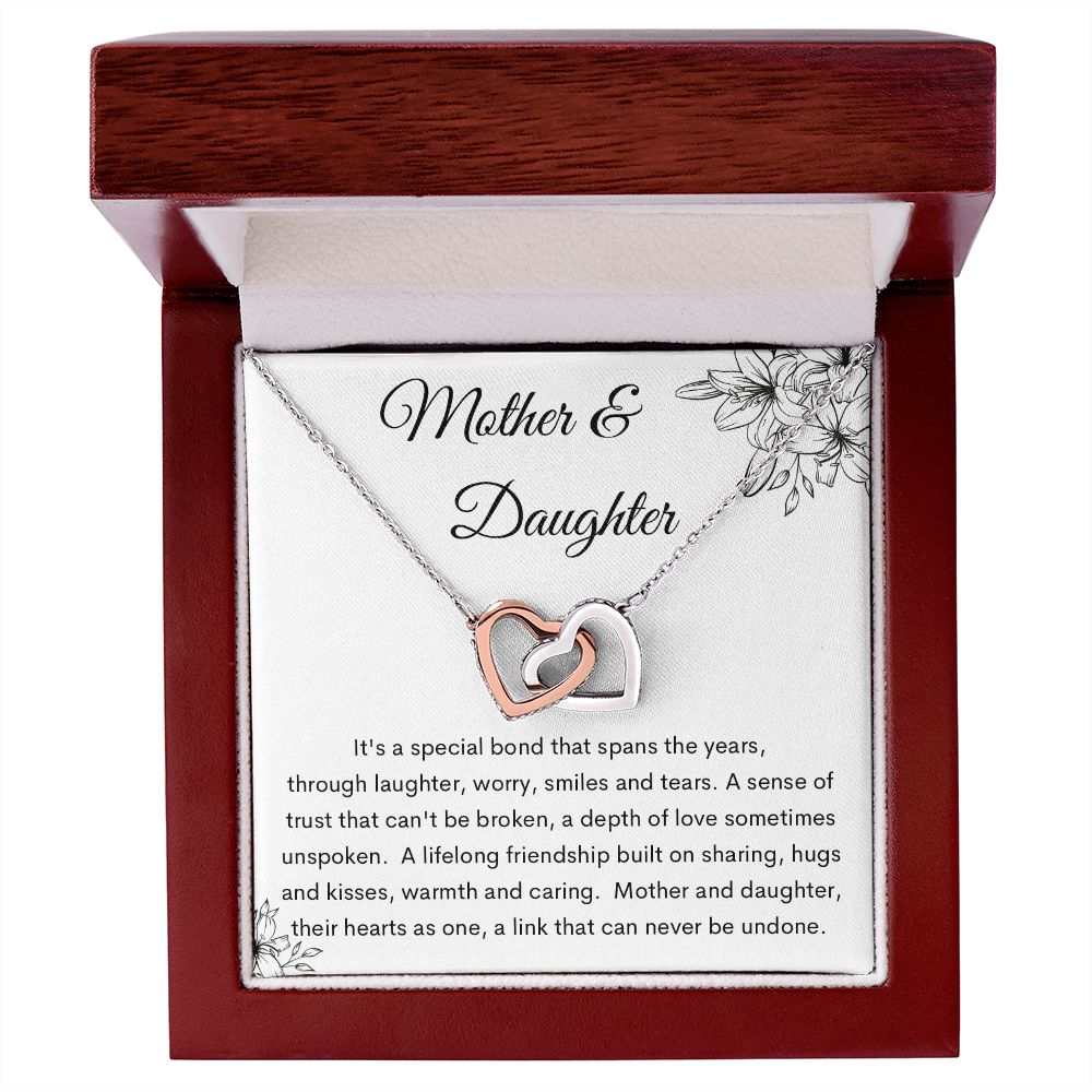 Interlocking Hearts Necklace, Gift to Mom from Daughter | Mother's Day, Birthday, Christmas, Mother Daughter Gift