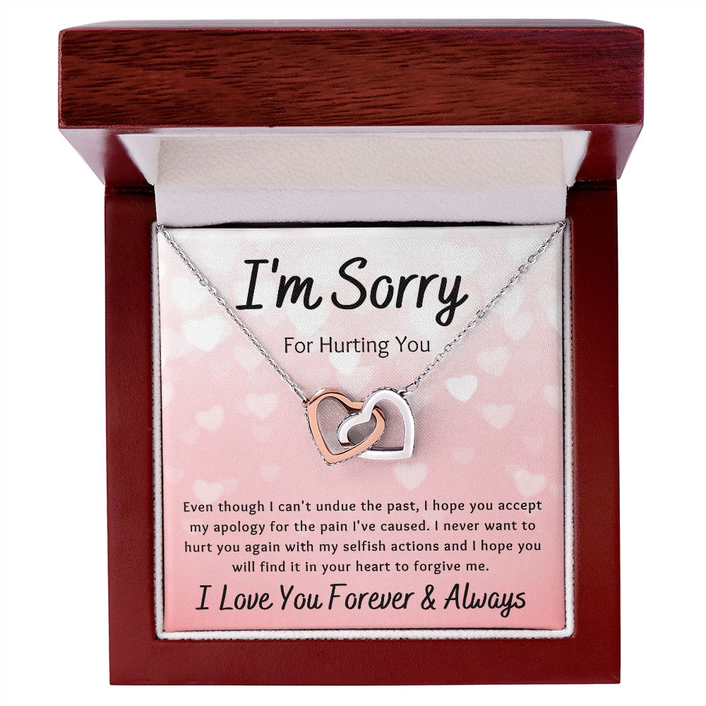 Interlocking Hearts Necklace, Gift to Wife, Girlfriend, Soulmate - Apology I'm Sorry Gift
