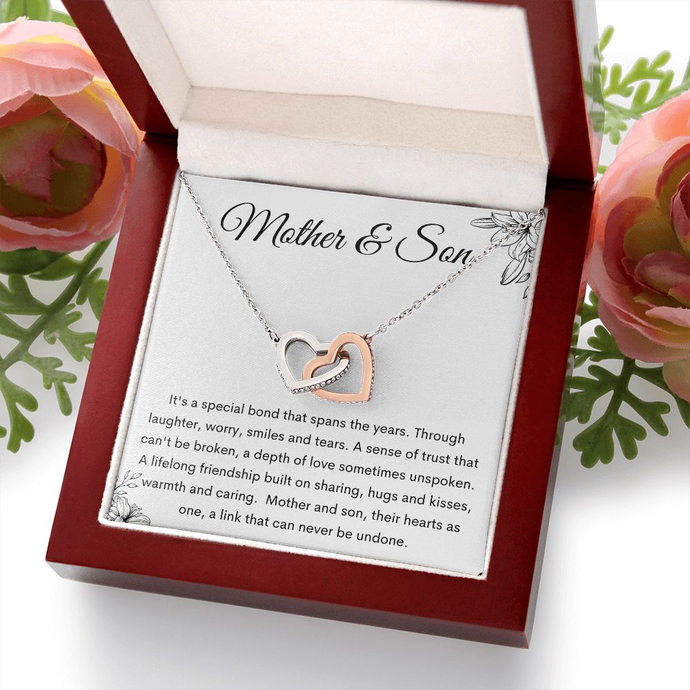 Mother and Son Interlocking Hearts Necklace, Gift to Mom from Son - Mother's Day, Mom Birthday, Christmas