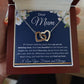 Interlocking Hearts Necklace (Yellow and White Gold Finish), Gift to Mum - Dear Mum Blue