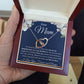 Interlocking Hearts Necklace (Yellow and White Gold Finish), Gift to Mum - Dear Mum Blue