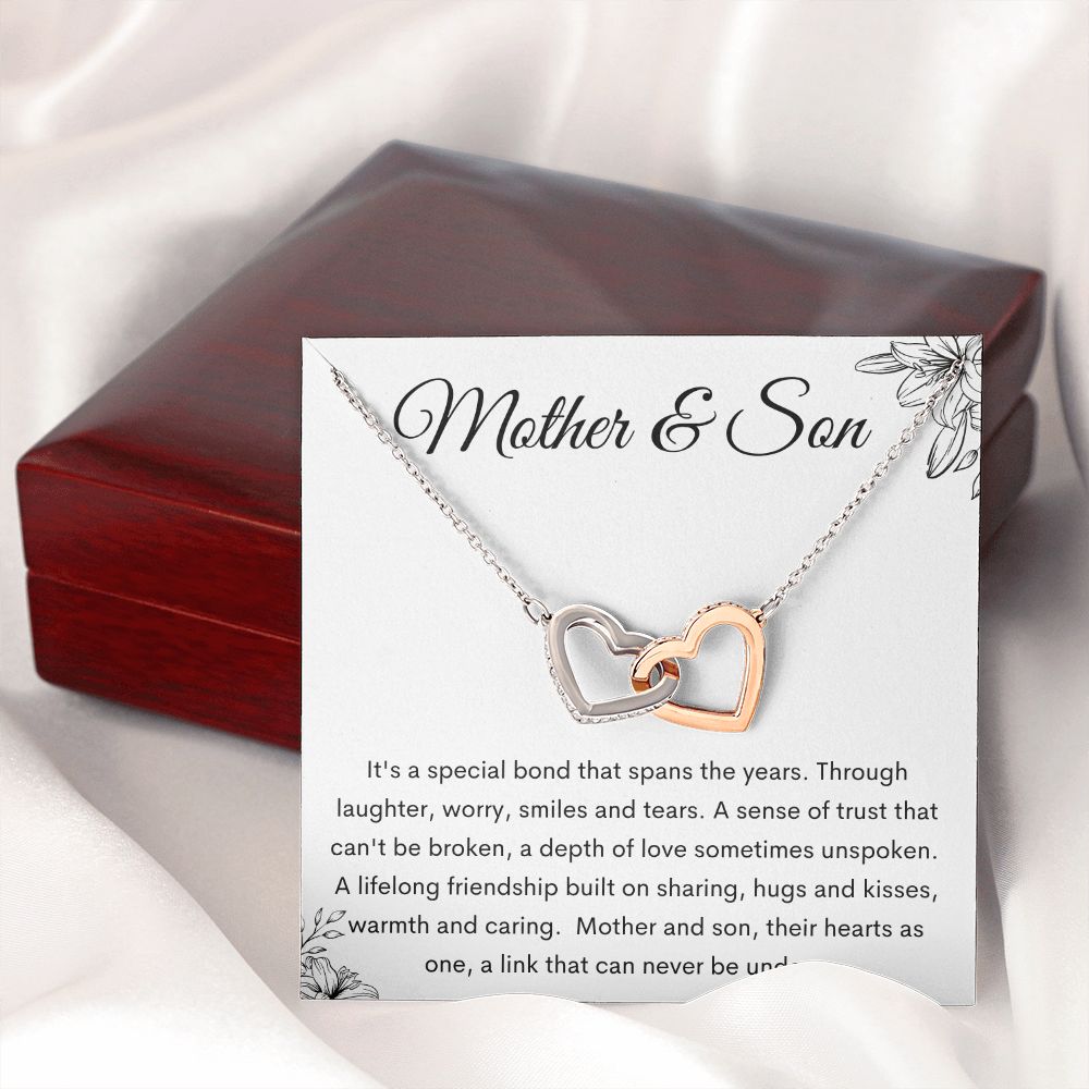 Mother and Son Interlocking Hearts Necklace, Gift to Mom from Son - Mother's Day, Mom Birthday, Christmas