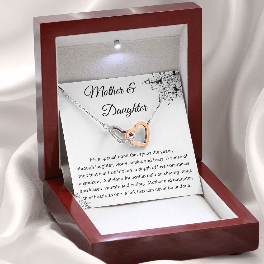 Interlocking Hearts Necklace, Gift to Mom from Daughter | Mother's Day, Birthday, Christmas, Mother Daughter Gift