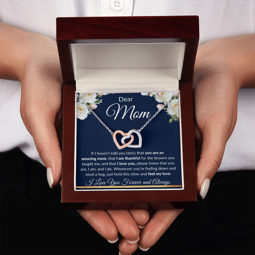 Interlocking Hearts Necklace, Gift to Mom - Mothers Day, Birthday, Easter, Thank You Gift