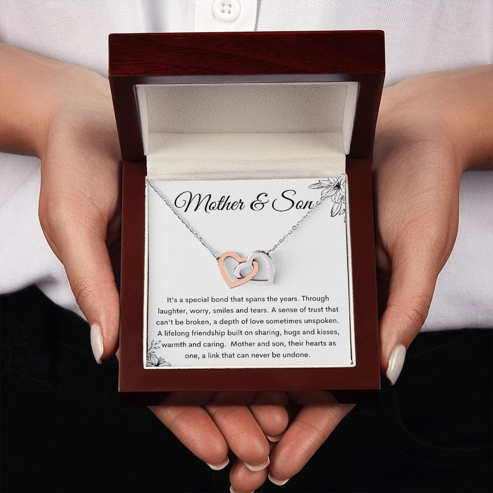 Mother and Son Interlocking Hearts Necklace, Gift to Mom from Son - Mother's Day, Mom Birthday, Christmas