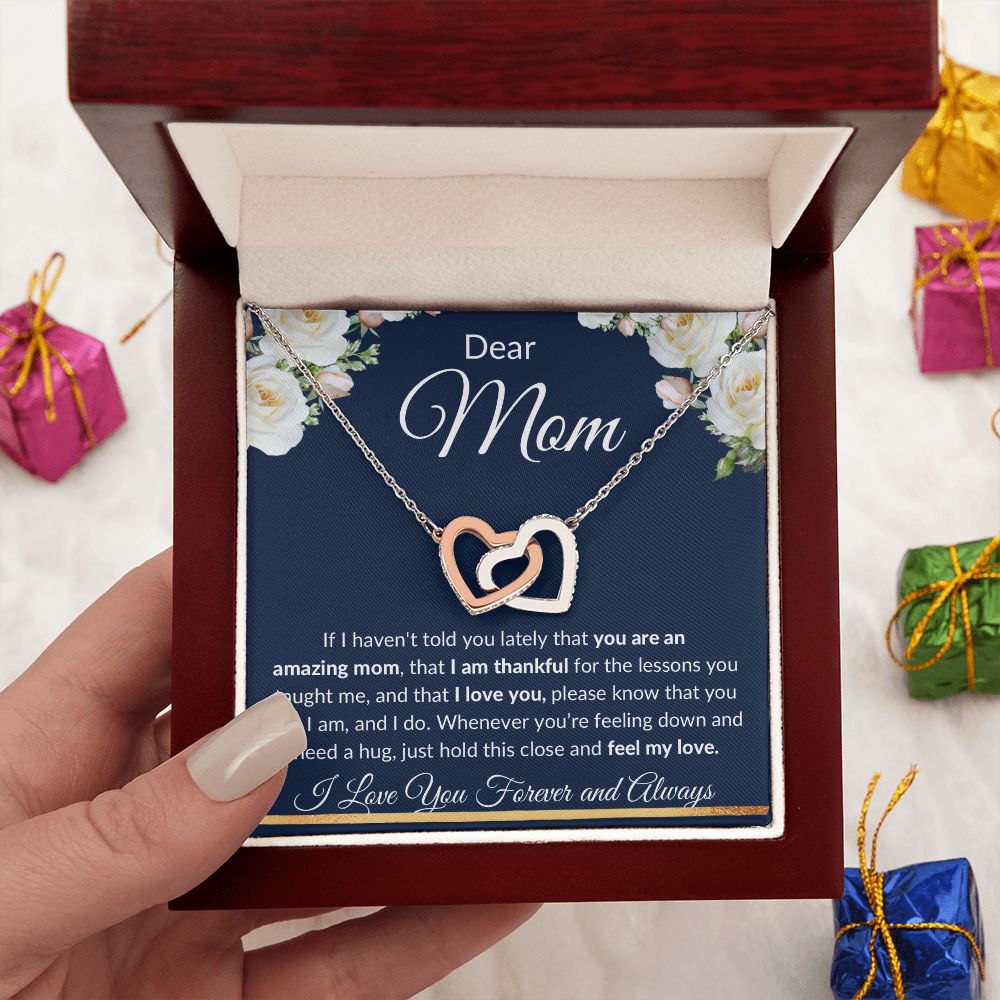 Interlocking Hearts Necklace, Gift to Mom - Mothers Day, Birthday, Easter, Thank You Gift