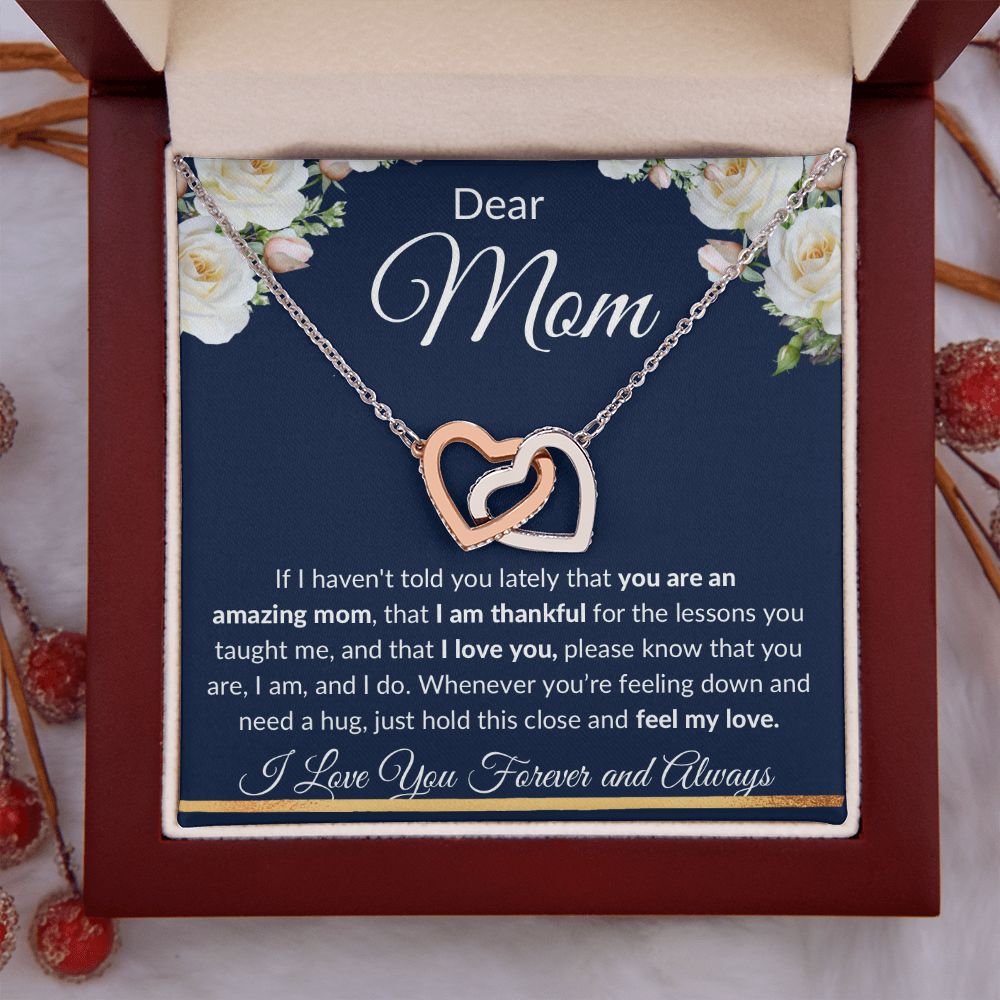 Interlocking Hearts Necklace, Gift to Mom - Mothers Day, Birthday, Easter, Thank You Gift