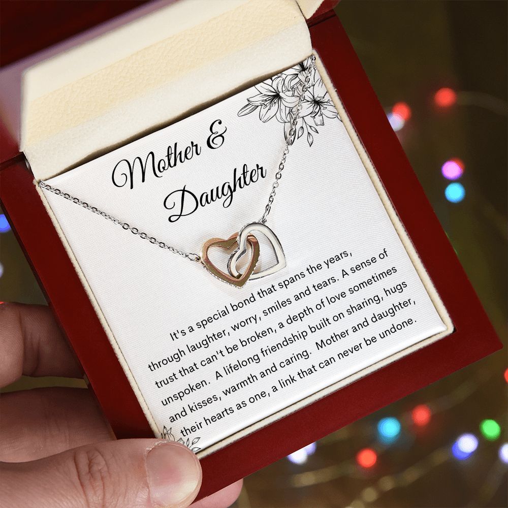 Interlocking Hearts Necklace, Gift to Mom from Daughter | Mother's Day, Birthday, Christmas, Mother Daughter Gift